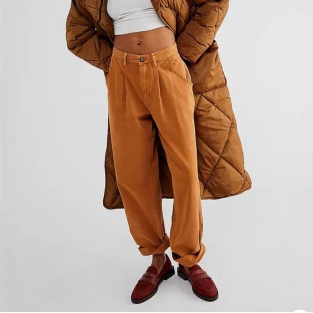 Free People Rust Brown High-Rise Relaxed Pants
